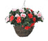 Artificial Red and Pink Azalea Display in a 10" Round Willow Hanging Basket